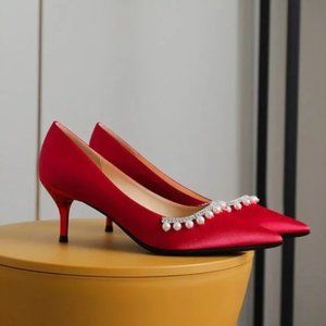 New pointed high -heeled shoe sexy rhinestone fashion single shoes